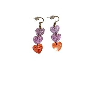 Glitter Heart Drop Earrings